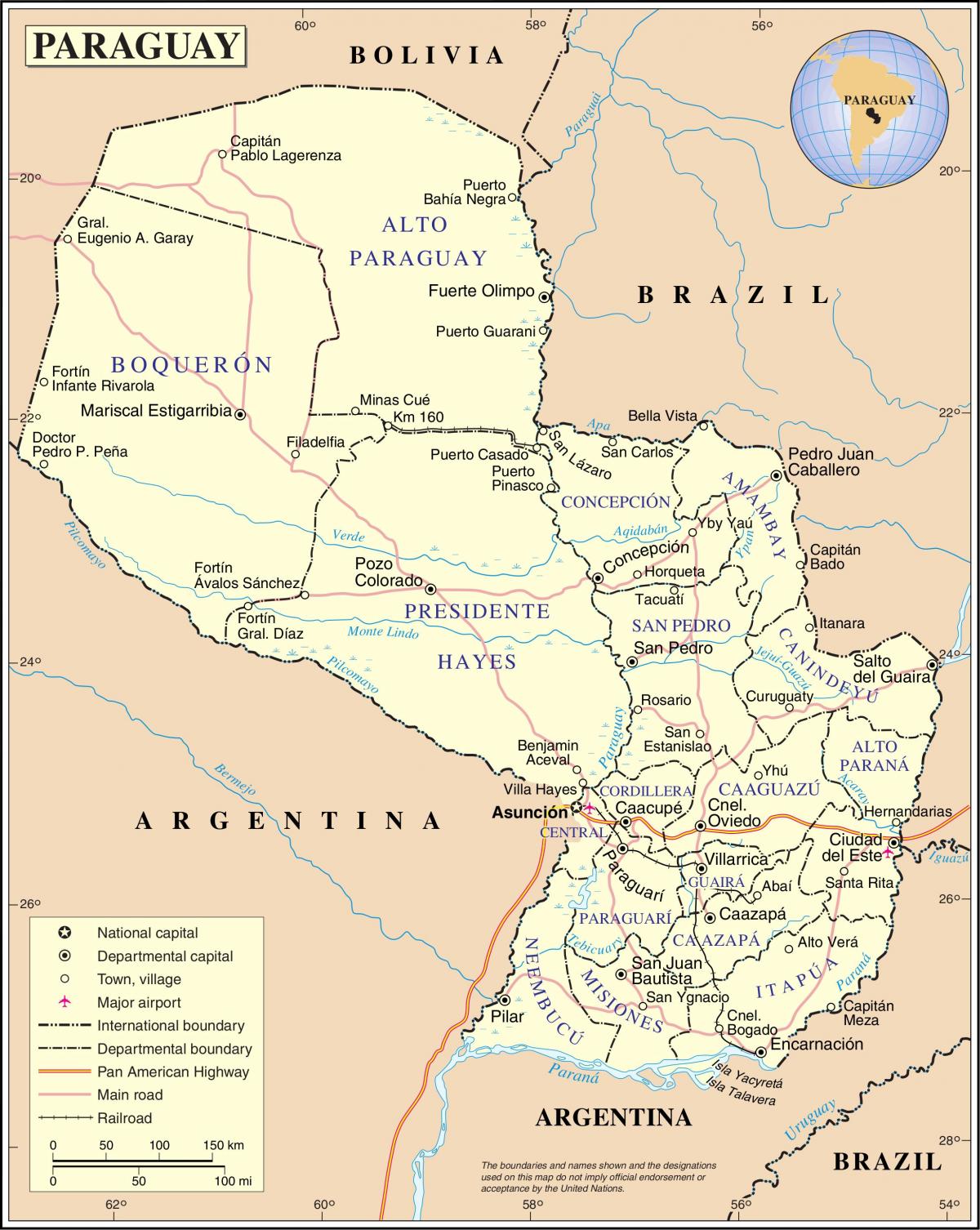 Žemėlapis cateura Paragvajus 