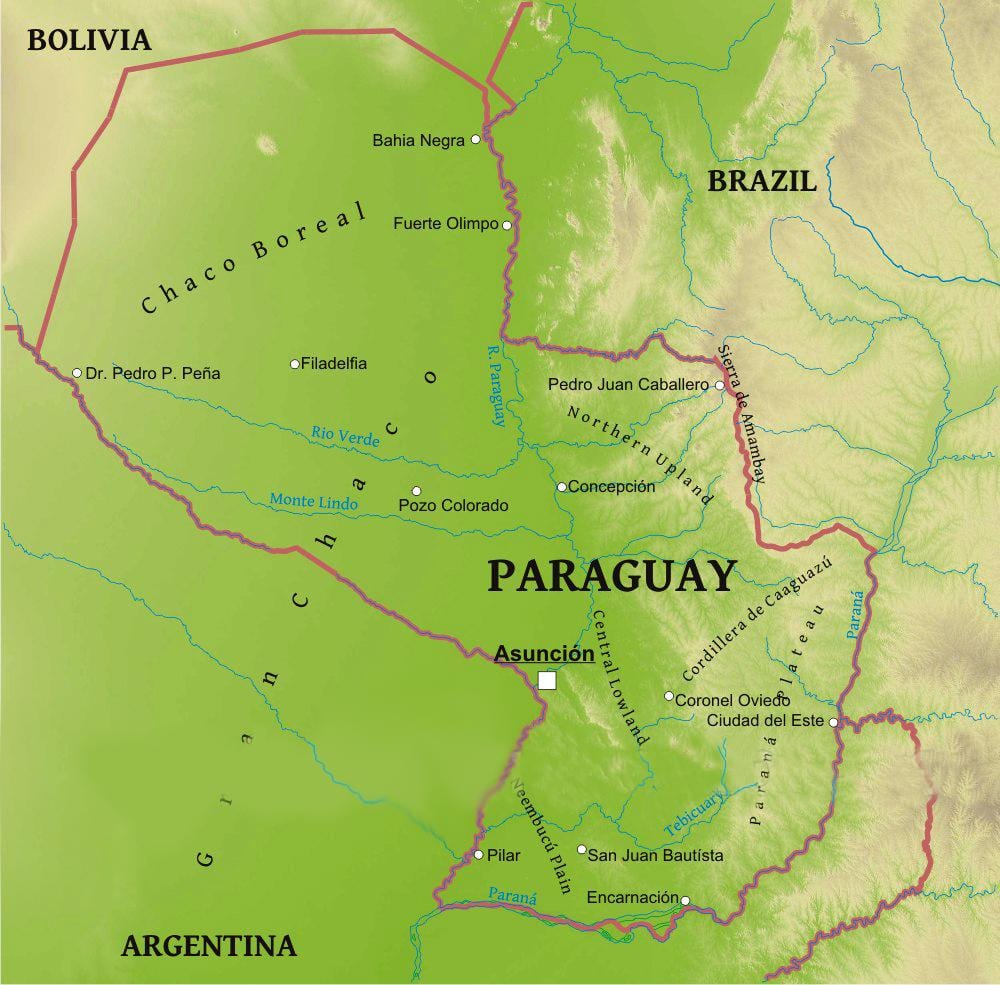 Žemėlapis Paragvajus geografija