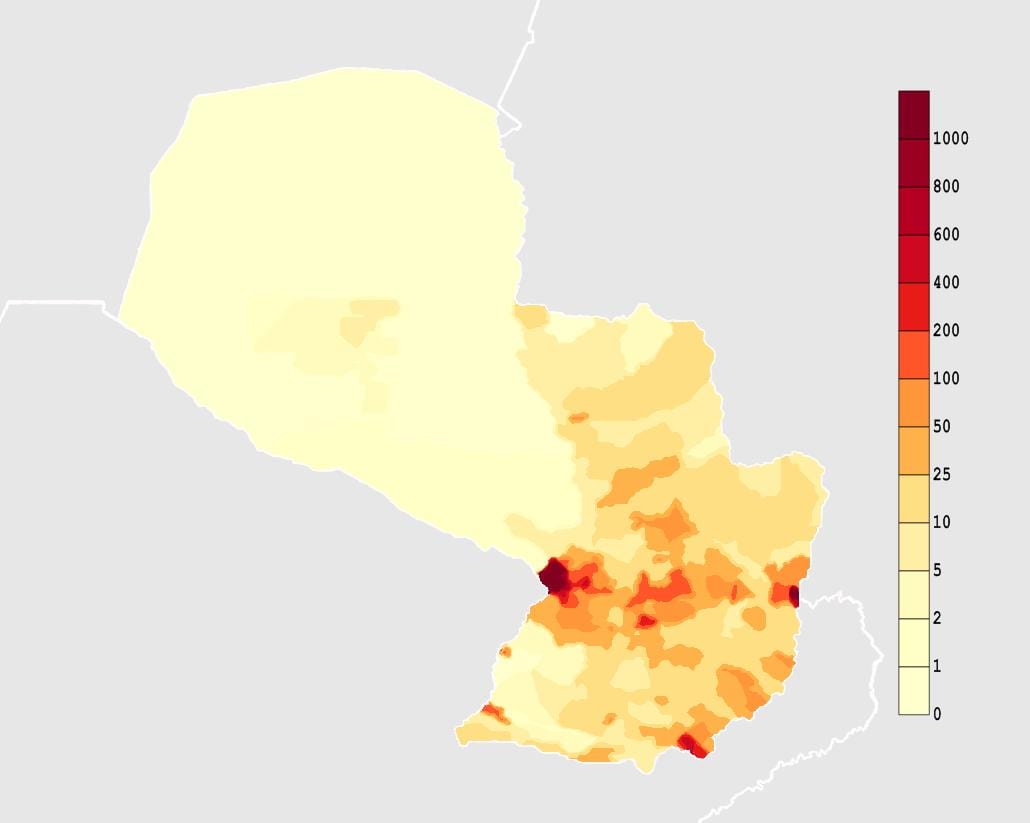 Žemėlapis Paragvajus klimato