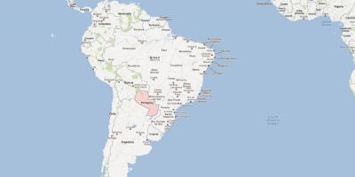 Žemėlapis Paragvajus pietų amerikoje