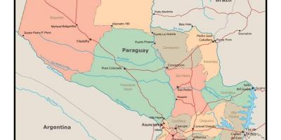 Žemėlapis Paragvajus su miestų